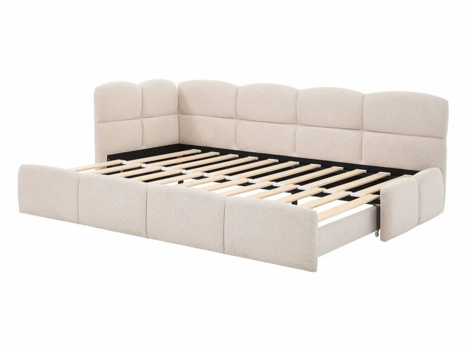 Best Vente-unique cama nido 2 x 80 x 200 cm con somier de lamas y tejido texturizado - PLURANIO Beige