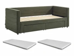 Vente-unique Cama nido 2 x 80 x 200 cm en tela texturizada + colchón - CAMITY