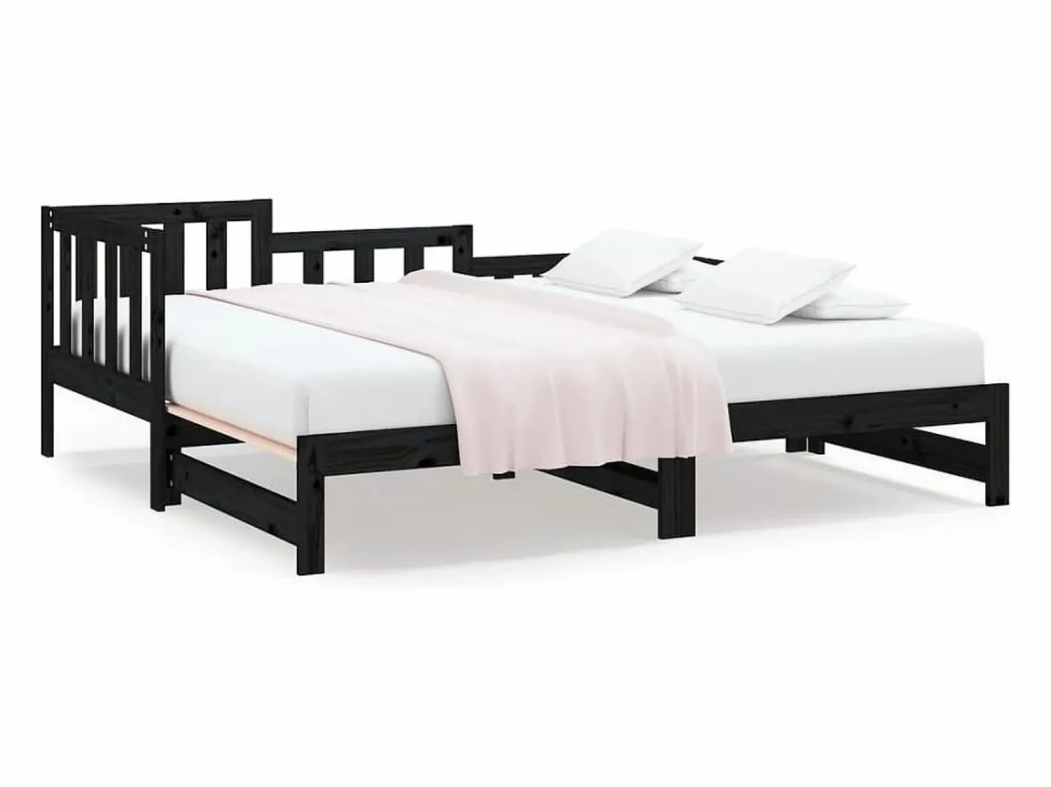Cama nido - 80x200 cm extraíble madera maciza de pino ES77790 Negro