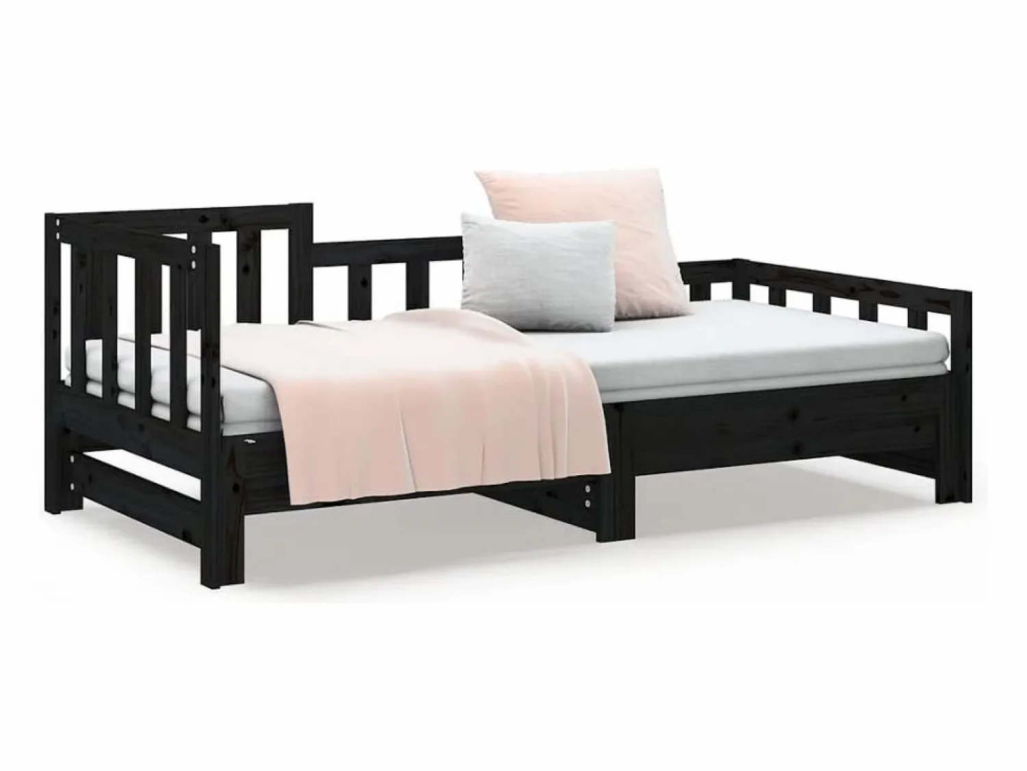 Cama nido - 80x200 cm extraíble madera maciza de pino ES77790 Negro