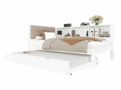 Hauss Spole Cama nido blanca de 90x200cm con iluminación LED, almacenaje, USB (sin colchón)
