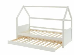 Vente-unique Cama nido cabaña 2 x 90 x 190 cm de madera de Pino con colchón - HURRA Blanco