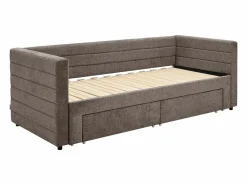 New Vente-unique Cama nido CAMITY 2 x 80 x 200 cm con somier de láminas y cajones en tejido texturizado color Topo