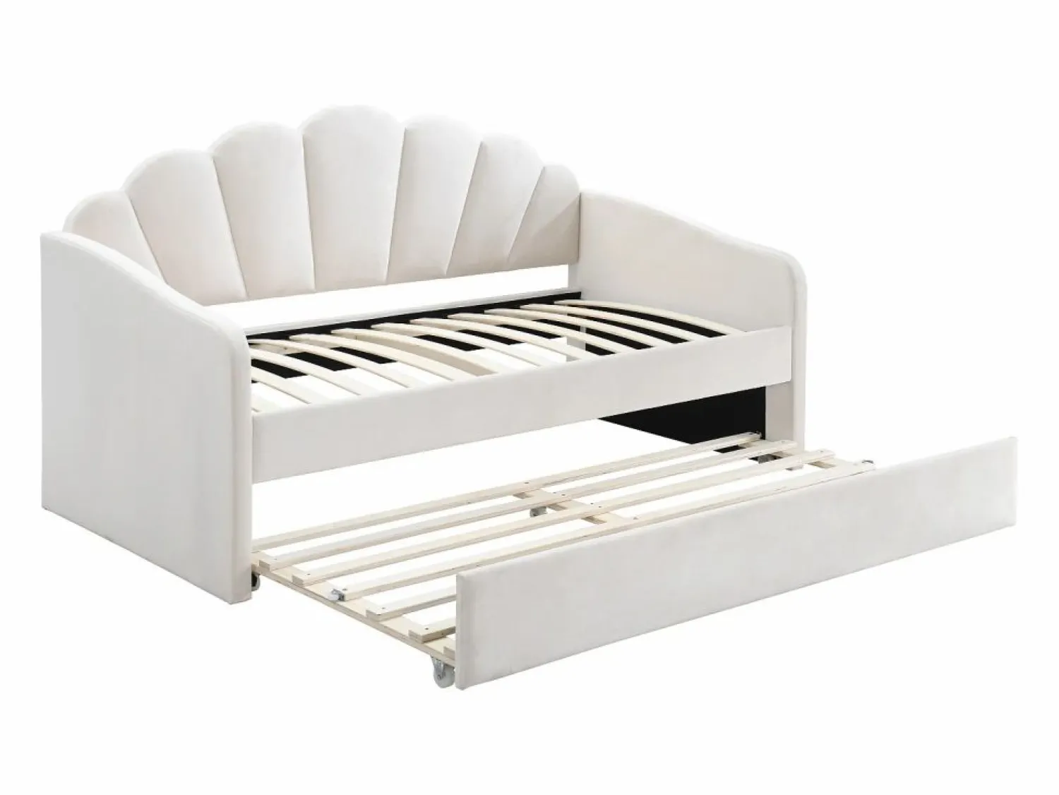 Vente-unique Cama nido concha 2 x 90 x 190 cm terciopelo beige - ELUSIA
