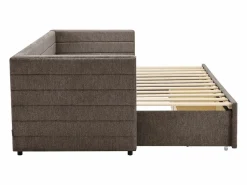 Sale Vente-unique Cama nido de 2 x 80 x 200 cm en tejido texturizado gris + colchón - CAMITY Topo