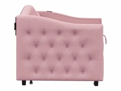 Sale ModernLuxe Cama nido de lino 90x200 cm y 90x190 cm - con puerto USB y somier - Rosa