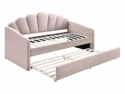 Vente-unique Cama nido en forma de concha 2 x 90 x 190 cm en terciopelo con colchón - ELUSIA