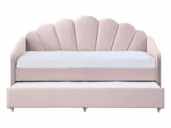 Vente-unique Cama nido en forma de concha 2 x 90 x 190 cm en terciopelo con colchón - ELUSIA