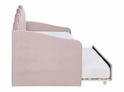 Vente-unique Cama nido en forma de concha 2 x 90 x 190 cm en terciopelo con colchón - ELUSIA