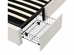 Cama nido en terciopelo , 140 x 190 cm, con 3 cajones y cabecero ajustable, carga máx. 300kg Cama Terciopelo|Cama Con Canapé