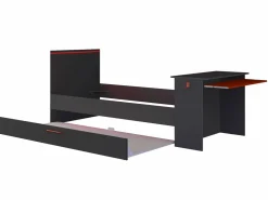 Vente-unique Cama nido gamer 90 x 200 et 90 x 190 cm escritorio LEDs antracita y rojo + colchón VOUANI
