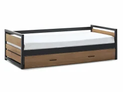 Vente-unique Cama nido industrial 90 x 190 cm de MDF Pino y metal con colchón BOSTON