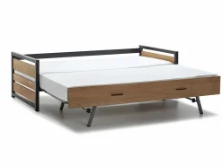 Vente-unique Cama nido industrial 90 x 190 cm de MDF Pino y metal con colchón BOSTON
