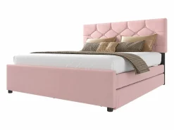 Merax Cama nido infantil - 140 x 200 cm + 90 x 190 cm con cabecero - terciopelo - (sin colchón)