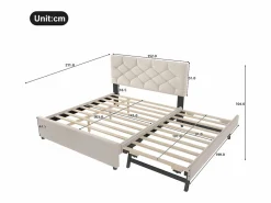 Merax Cama nido infantil - 140 x 200 cm + 90 x 190 cm con cabecero - terciopelo - (sin colchón)