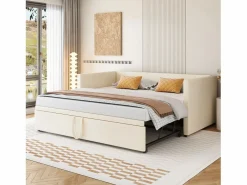 Outlet Merax Cama nido infantil 90 x 200 cm - terciopelo - estilo contemporáneo - color Beige