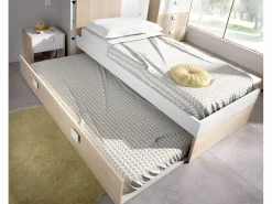 Online Vente-unique Cama nido infantil 90 x 190 cm - Color natural y blanco SONIA Color natural claro / Blanco