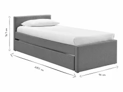 Outlet Miliboo Cama nido infantil 90 × 195 cm tela MACCO Gris