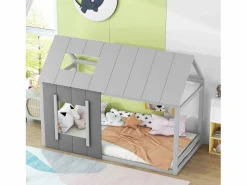 Hot Merax Cama nido infantil de 90 x 200 cm - pino y MDF - color: Gris Blanco