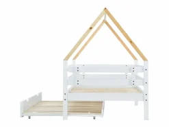 Hauss Spole Cama nido infantil de 90x200 cm con cama nido de 90x190 cm en madera blanca