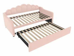 Hauss Spole Cama nido infantil 90x200 cm con LED convertible en cama para adultos 180x200 cm, terciopelo, , sin colchón