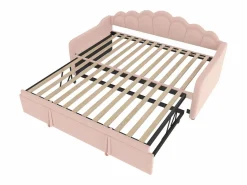 Hauss Spole Cama nido infantil 90x200 cm con LED convertible en cama para adultos 180x200 cm, terciopelo, , sin colchón