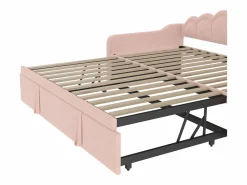 Hauss Spole Cama nido infantil 90x200 cm con LED convertible en cama para adultos 180x200 cm, terciopelo, , sin colchón