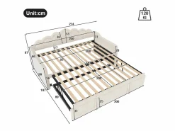 Best Hauss Spole Cama nido infantil 90x200 cm con LED convertible en cama para adultos 180x200 cm, terciopelo, , sin colchón Beige