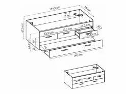 Outlet Cama nido Leka con 3 cajones blanco 68x194x95 cm Cama Diván|Cama Nido