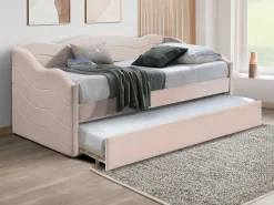 Vente-unique Cama nido LENVIA 2 x 90 x 190 cm en terciopelo -
