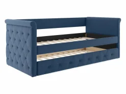 Best Cama nido LOUISE con diván tapizado en tela azul, 2x90x190cm Cama Diván|Cama Nido