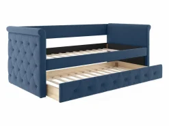 Best Cama nido LOUISE con diván tapizado en tela azul, 2x90x190cm Cama Diván|Cama Nido