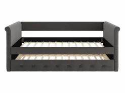 Vente-unique Cama nido LOUISE con diván tapizado en tela , 2x90x190cm Gris
