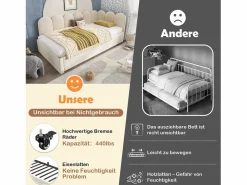 Merax Cama nido tapizada - 90 x 200 cm + 90 x 190 cm - sofá cama infantil - sin colchón - terciopelo -