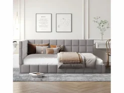 Discount Cama nido tapizada de 140 x 200 cm, sofá cama, somier de láminas, cama para adultos, terciopelo, Cama Nido