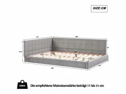Discount Cama nido tapizada de 140 x 200 cm, sofá cama, somier de láminas, cama para adultos, terciopelo, Cama Nido