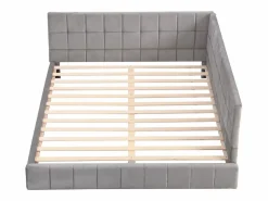 Discount Cama nido tapizada de 140 x 200 cm, sofá cama, somier de láminas, cama para adultos, terciopelo, Cama Nido