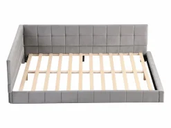 Discount Cama nido tapizada de 140 x 200 cm, sofá cama, somier de láminas, cama para adultos, terciopelo, Cama Nido