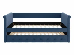Outlet Cama nido tapizada LOUISE - 2x90x190cm - tela azul Cama Diván|Cama Nido