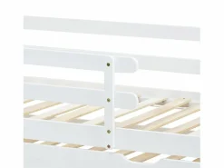 Cama nido 90x200/190 cm - Cama infantil con somier de láminas de madera y ruedas - y natural