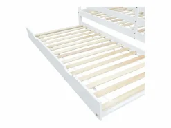 Cama nido 90x200/190 cm - Cama infantil con somier de láminas de madera y ruedas - y natural