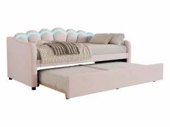Best Merax Cama nido 90x200 cm + cama 90x190 cm, sofá cama - terciopelo - LEDs - color (sin colchón) Rosa