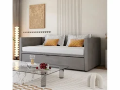 Cama nido 90/180x200 cm - sofá cama tapizado - cama extensible con somier - cama multifunción en tejido de terciopelo agradable para la piel - Cama Nido