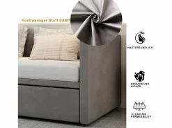 Cama nido 90/180x200 cm - sofá cama tapizado - cama extensible con somier - cama multifunción en tejido de terciopelo agradable para la piel - Cama Nido