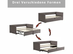 Cama nido 90/180x200 cm - sofá cama tapizado - cama extensible con somier - cama multifunción en tejido de terciopelo agradable para la piel - Cama Nido