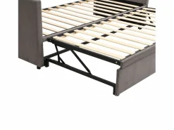 Cama nido 90/180x200 cm - sofá cama tapizado - cama extensible con somier - cama multifunción en tejido de terciopelo agradable para la piel - Cama Nido