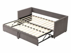 Cama nido 90/180x200 cm - sofá cama tapizado - cama extensible con somier - cama multifunción en tejido de terciopelo agradable para la piel - Cama Nido