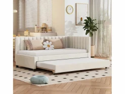 Hot Cama nido 90x200 cm - Sofá cama con respaldo acolchado y somier de láminas - terciopelo Cama Diván|Cama Nido
