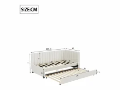 Hot Cama nido 90x200 cm - Sofá cama con respaldo acolchado y somier de láminas - terciopelo Cama Diván|Cama Nido