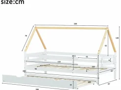 ModernLuxe Cama nido 90x200cm con somier - cama cabina de madera maciza -